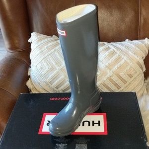 New Hunter Original Gloss Graphite Gray Boots Sz 4